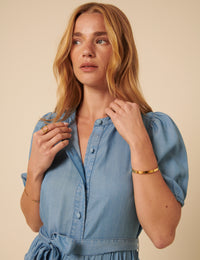 Blue Denim Tiered Clover Midi Dress