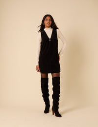 Black Cord Nila Pinafore Mini Dress