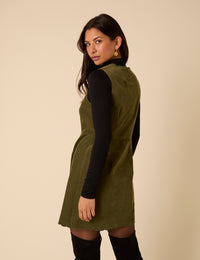 Green Cord Leone Pinafore Mini Dress