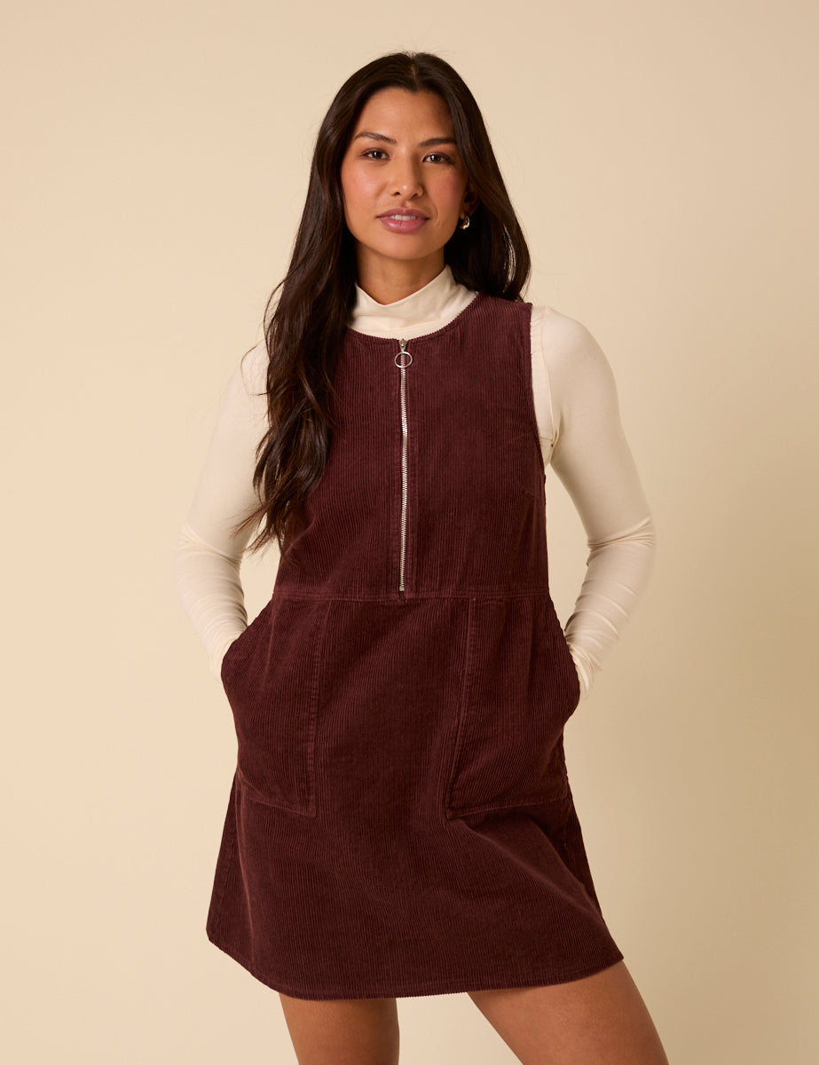 Brown Cord Homerton Pinafore Mini Dress Brown Cord Homerton Pinafore Mini Dress
