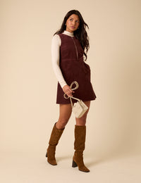 Brown Cord Homerton Pinafore Mini Dress