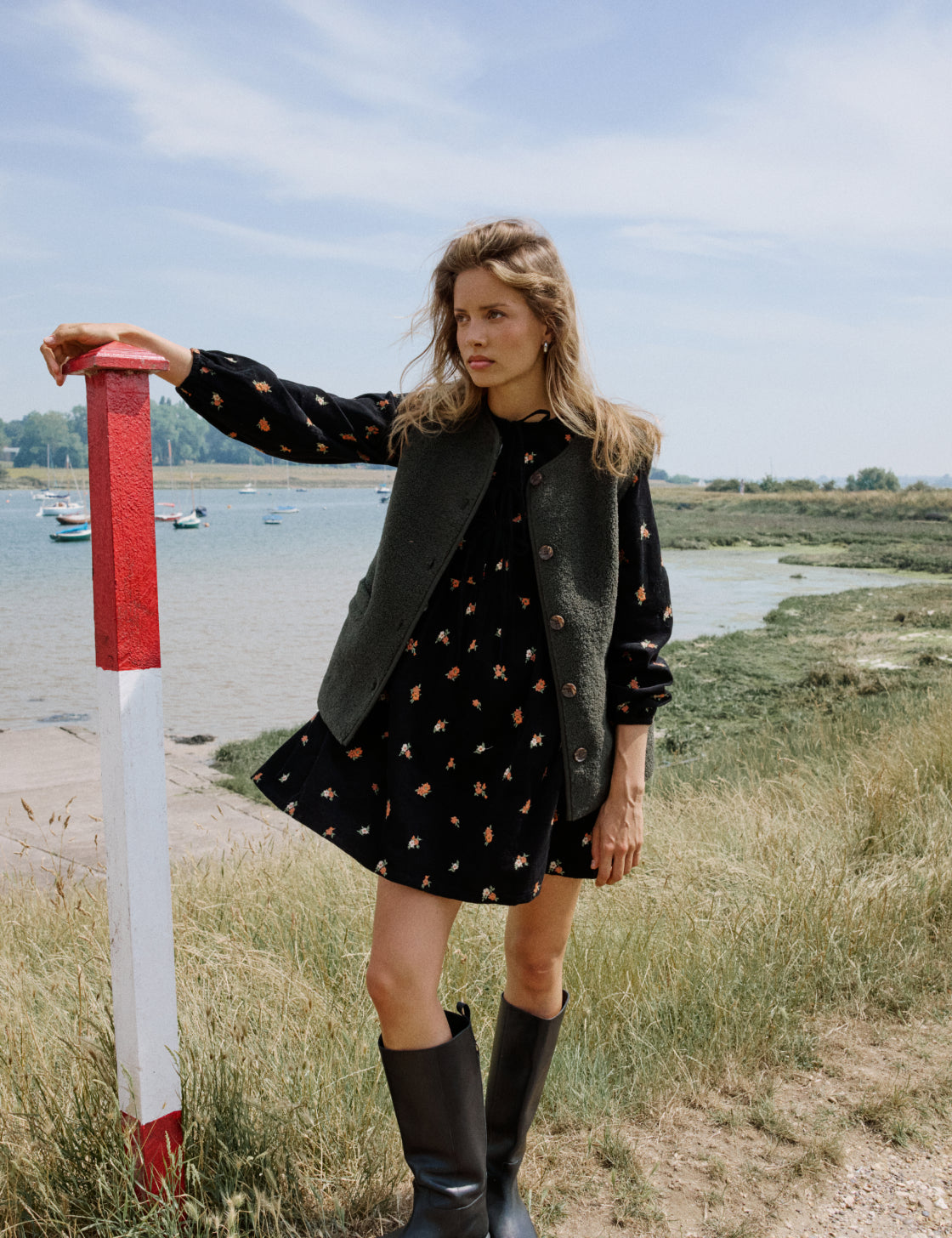 Black Floral Embroidered Tie-front Cord Eden Mini Dress Black Floral Embroidered Tie-front Cord Eden Mini Dress