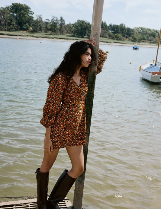 Black Ditsy Floral Puff Sleeve Fiora Mini Dress Black Ditsy Floral Puff Sleeve Fiora Mini Dress
