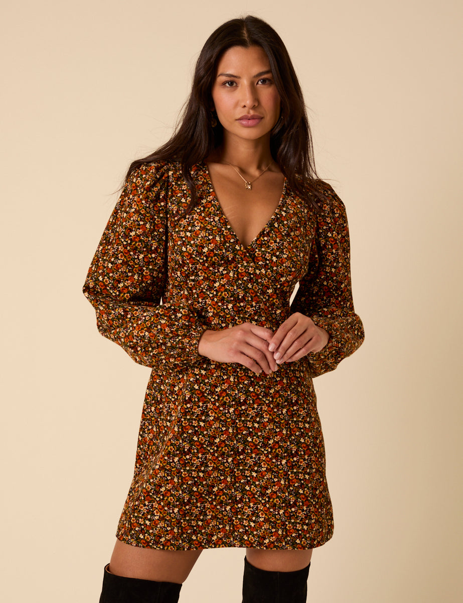 Black Ditsy Floral Puff Sleeve Fiora Mini Dress Black Ditsy Floral Puff Sleeve Fiora Mini Dress