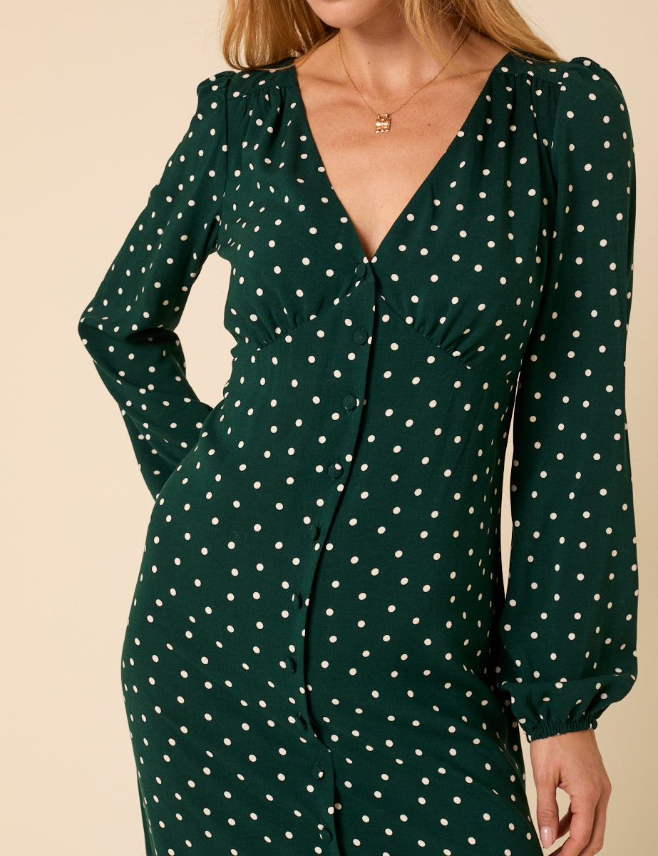 Green Polka Dot Kennedy Midi Dress Green Polka Dot Kennedy Midi Dress