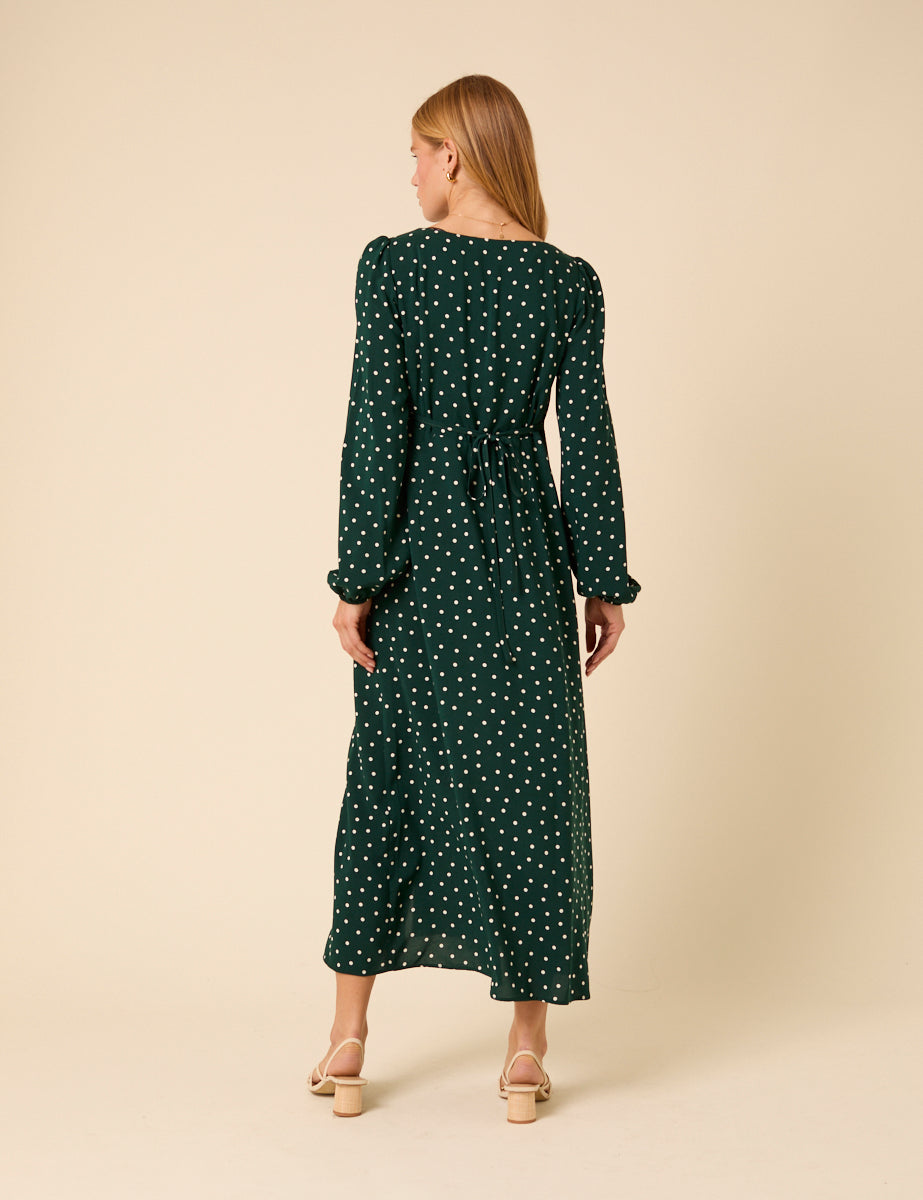 Green Polka Dot Kennedy Midi Dress Green Polka Dot Kennedy Midi Dress