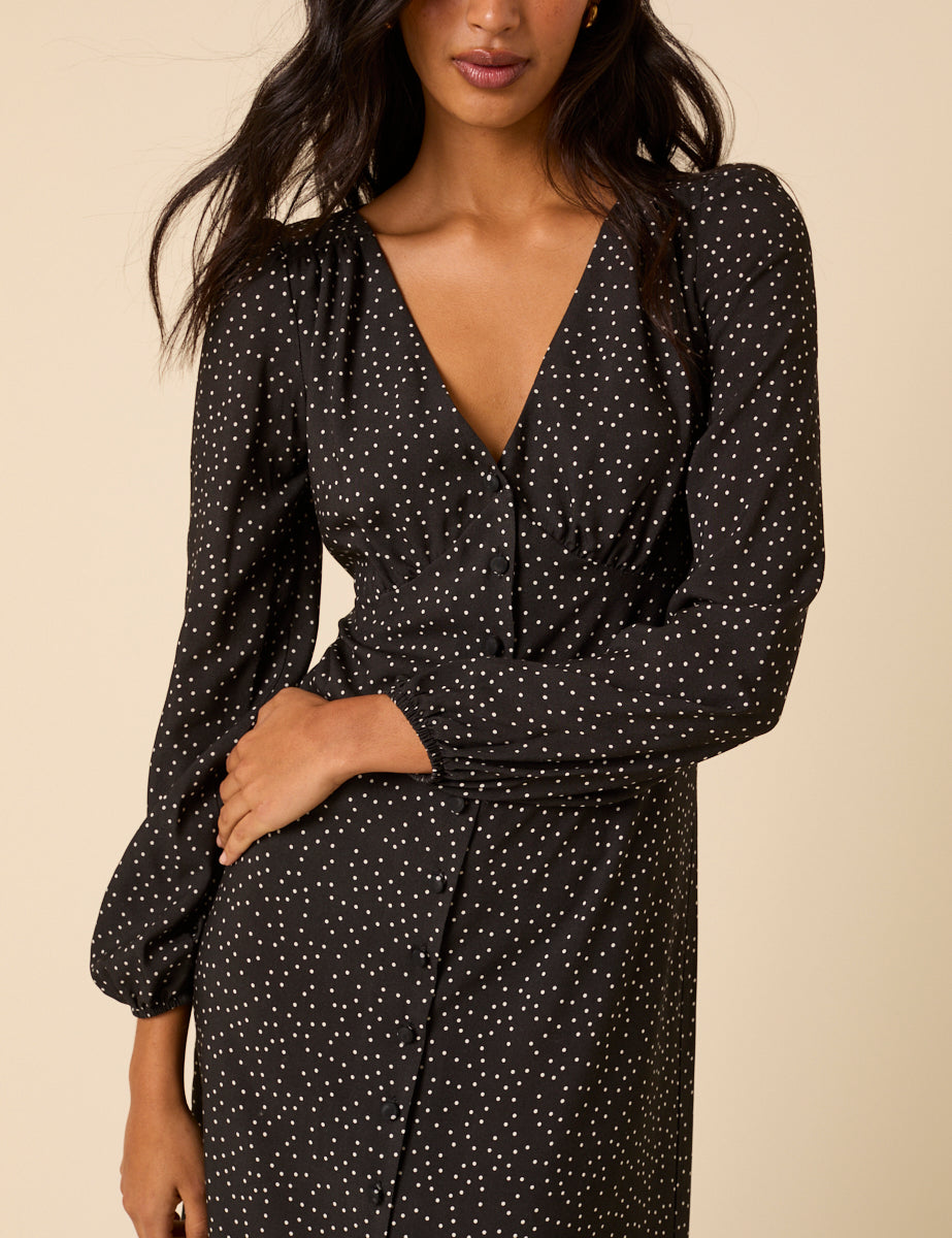 Black Polka Dot Kennedy Midi Dress