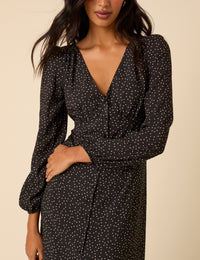 Black Polka Dot Kennedy Midi Dress