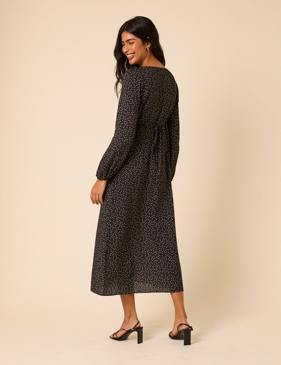 Black Polka Dot Kennedy Midi Dress