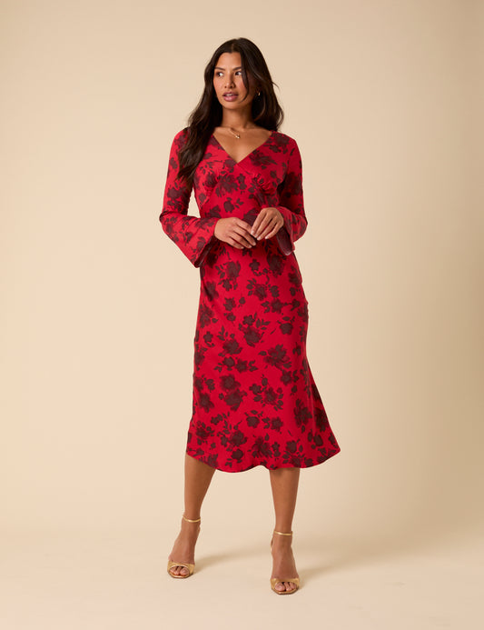 josie floral maxi dress Red Floral Josie Midi Dress