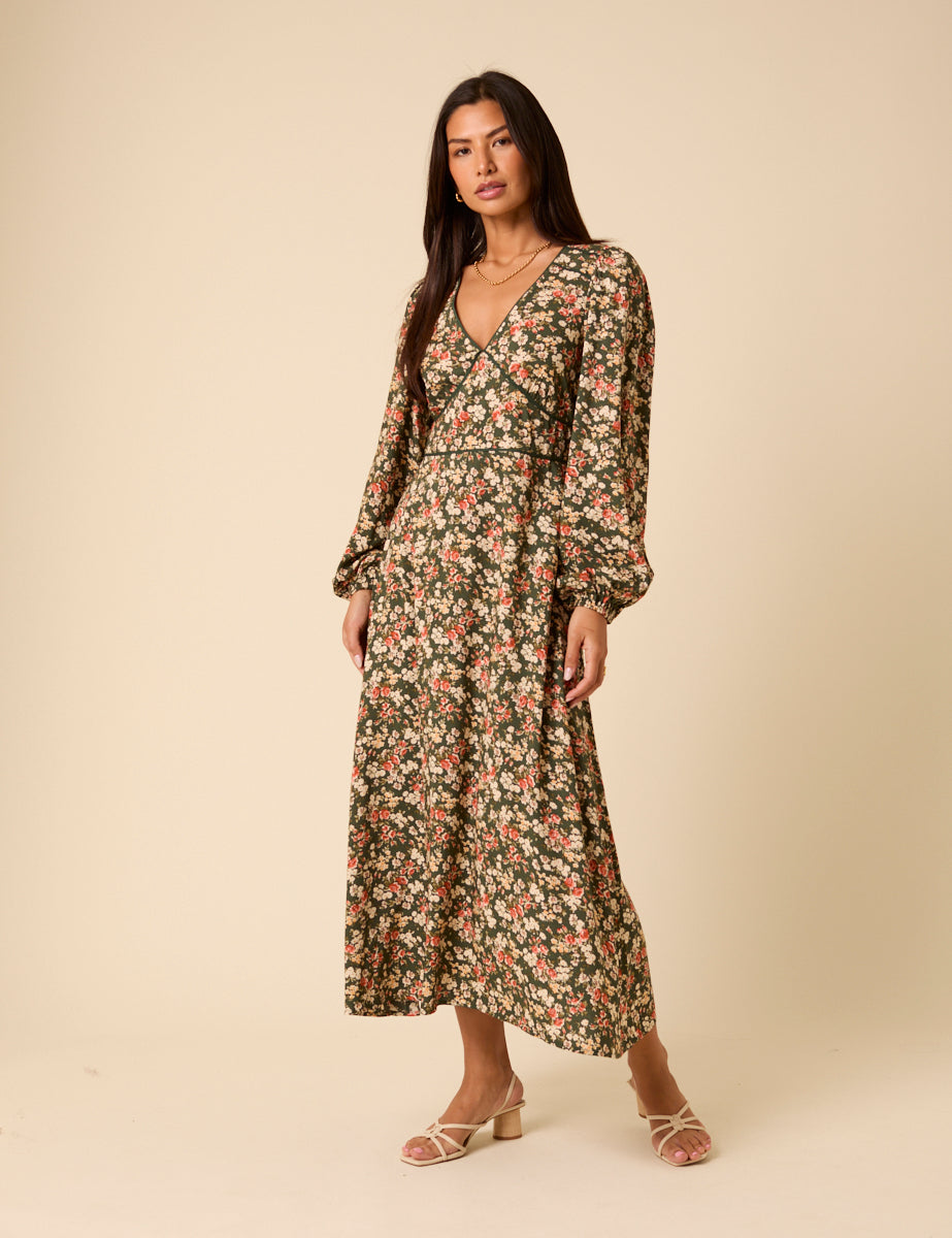 Green Ditsy Floral Remy Midi Dress