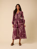 Purple Paisley Embroidered Quilted Monroe Midi Dress
