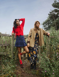 Black Floral Long Sleeve Clarissa Midi Dress