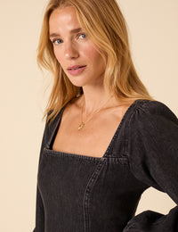 Black Denim Porth Mini Dress
