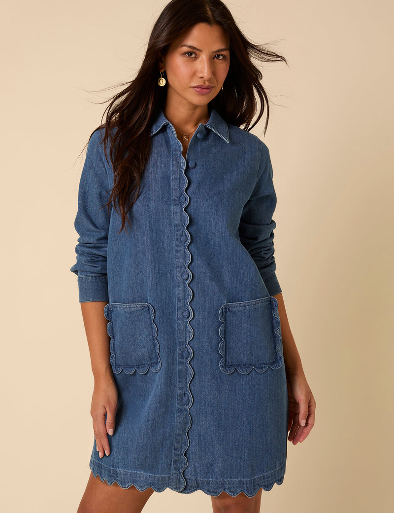 bassike denim shirt dress Bassike's take on the perfect denim dress is transeasonal perfection   Wear it alone or over the matching denim shorts as a vest ~ and it has  pockets! Shop this summer staple