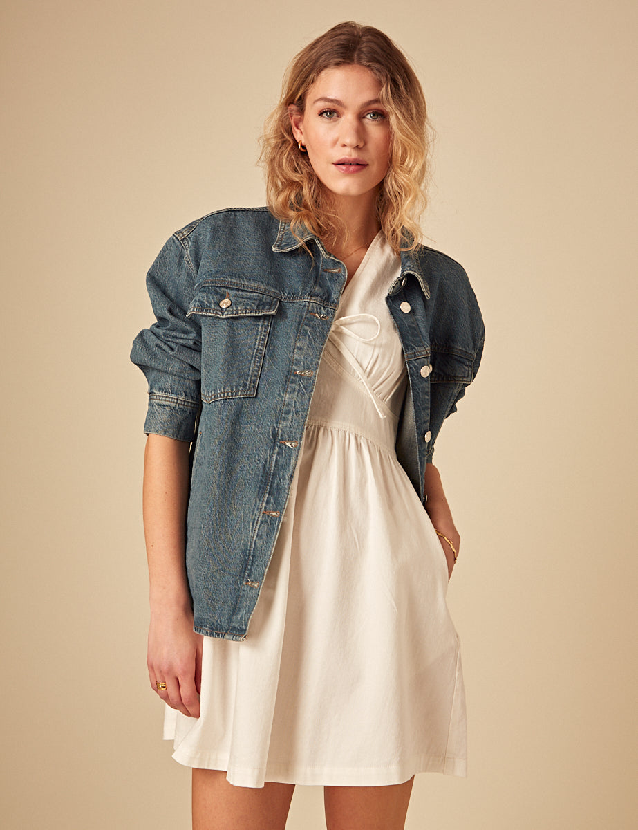 Cream Denim Astra Mini Dress Cream Denim Astra Mini Dress