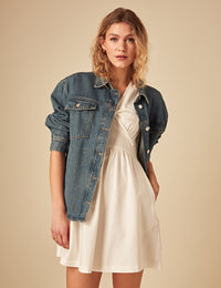 Cream Denim Astra Mini Dress