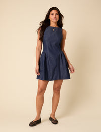 Dark Blue Denim Drop Waist Penelope Mini Dress