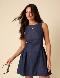 Dark Blue Denim Drop Waist Penelope Mini Dress