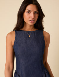 Dark Blue Denim Drop Waist Penelope Mini Dress