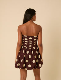 Brown Polka Dot Felicity Bubble Hem Mini Dress
