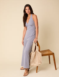 Blue Gingham Halterneck Jumpsuit