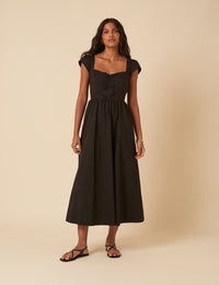 Black Bow Detail Heidi Midi Dress