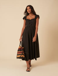 Black Bow Detail Heidi Midi Dress