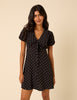 Black Polka Dot Puff Sleeve Mini Dress
