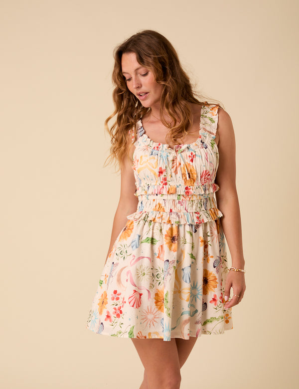 White Floral Ariel Mini Dress