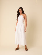 White Halterneck Amber Midi Dress