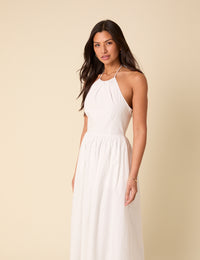 White Halterneck Amber Midi Dress