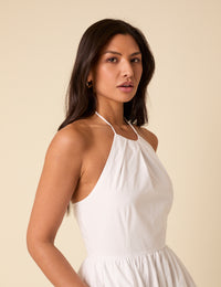 White Halterneck Amber Midi Dress