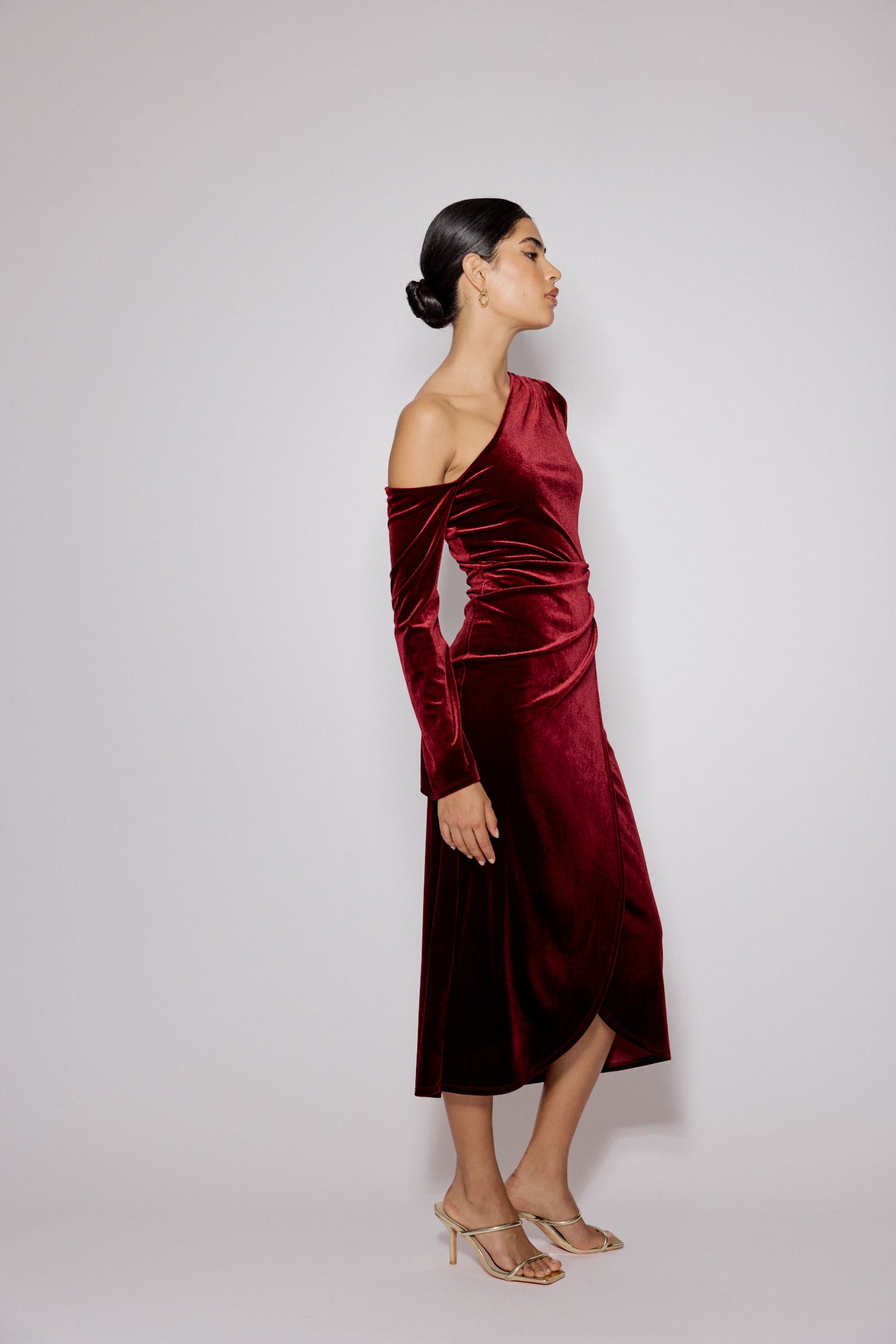 Cocktail Dress Hot Velvet Dress Red Velvet Asymmetric Virgo Midi Dress Cocktail Dress Hot Velvet Dress Red Velvet Asymmetric Virgo Midi Dress