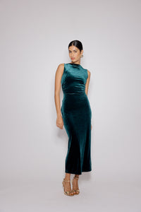 Green Velvet Margot Midi Dress