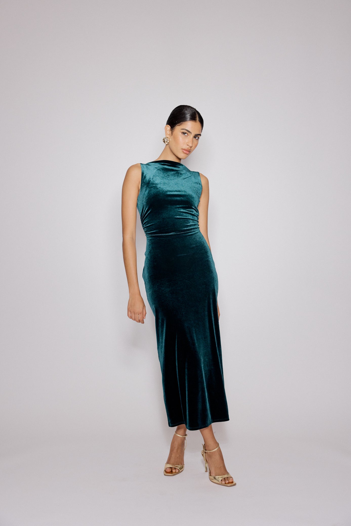 Green Velvet Margot Midi Dress - Main Image