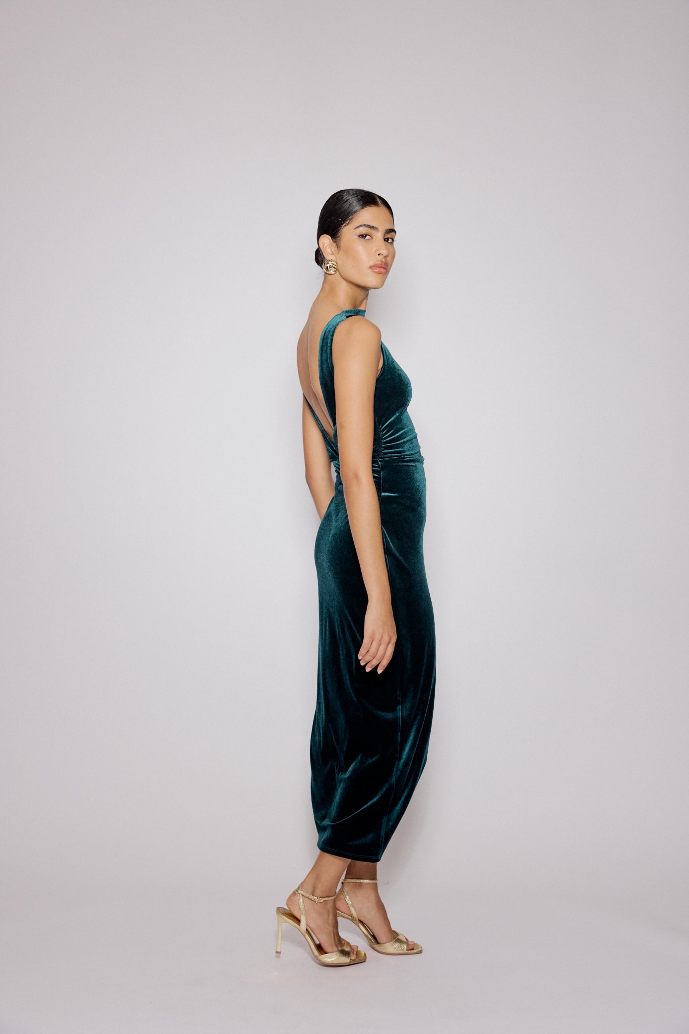 Green Velvet Margot Midi Dress
