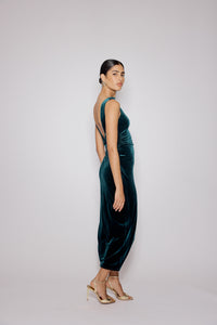 Green Velvet Margot Midi Dress