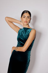 Green Velvet Margot Midi Dress