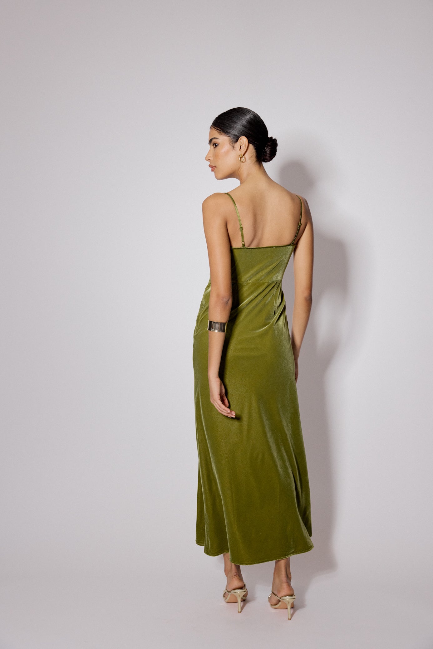 Green Velvet Trixie Midi Dress