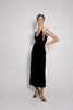 Black Velvet Bow Shoulder Lenka Midi Dress