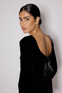 Black Velvet Flare Sleeve Joelle Mini Dress