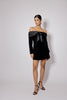 Black Velvet Off Shoulder Bow Capricorn Mini Dress