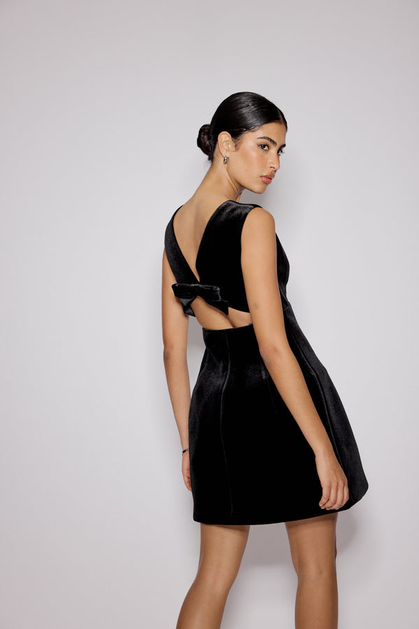 Black Velvet A-line Gemini Mini Dress