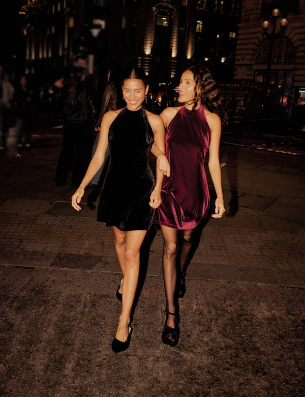 Purple Velvet Halter Neck Scorpio Mini Dress