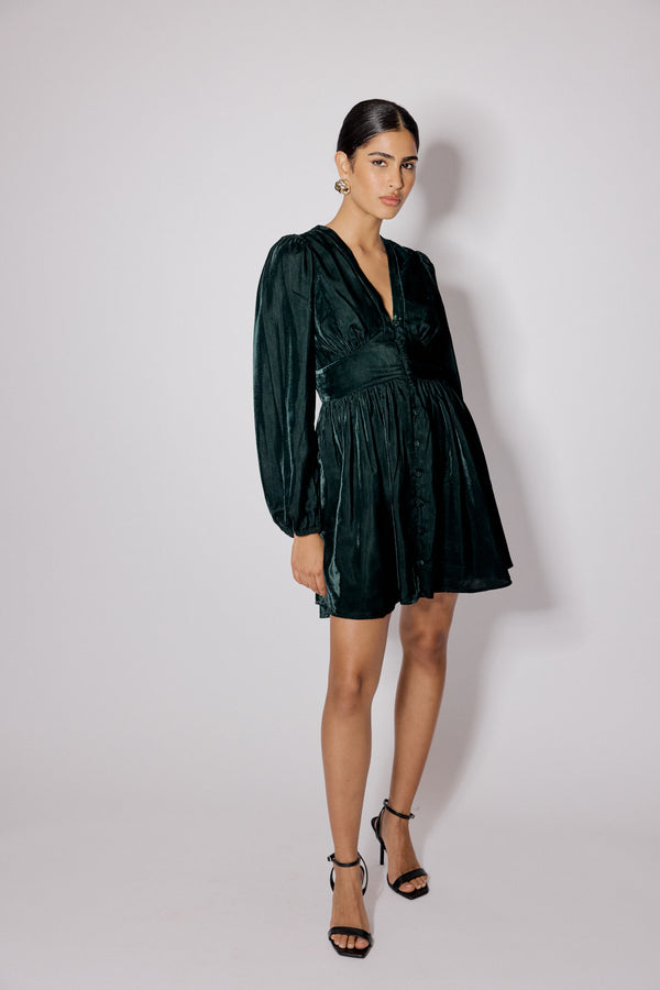 Green Velvet Starlight Mini Dress