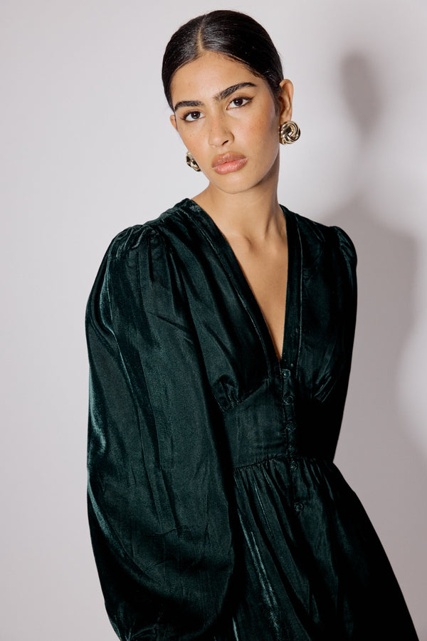 Green Velvet Starlight Mini Dress