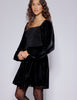 Black Velvet Balloon Sleeve Jupiter Mini Dress