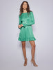 Green Satin Long Sleeve Frill Bella Mini Dress