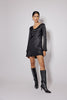 Black Satin Cowl Neck Leighton Mini Dress